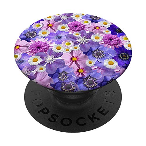 Floral Pattern in Purple Pink White Flowers PopSockets PopGrip: Swappable Grip for Phones & Tablets