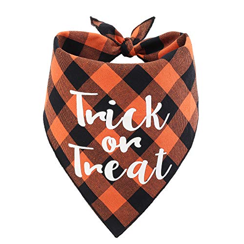 Halloween Dog Bandana -Orange Plaid Pet Scarf