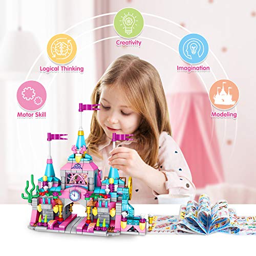 LUKAT Building Toys for Girls Age 6 7 8 9 10 11 12 Year Old, 568pcs Princess Castle STEM Construction Toys Set, 25 Models Educational Toys for Kids Building Blocks Kit Gifts for Birthday Christmas