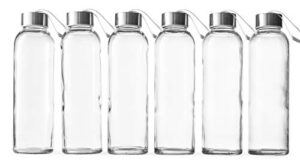 epica 18-oz. glass beverage bottles, set of 6 (beverage glasses + carrying loop caps)