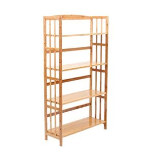 htllt storage shelf floating shelf bamboo book shelf storage shelf, height adjustable, kitchen independent storage shelf plant shelf,4-tier,4-tier