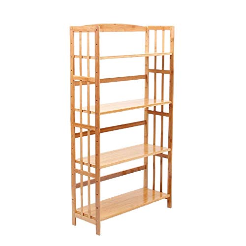 HTLLT Storage Shelf Floating Shelf Bamboo Book Shelf Storage Shelf, Height Adjustable, Kitchen Independent Storage Shelf Plant Shelf,4-Tier,4-Tier