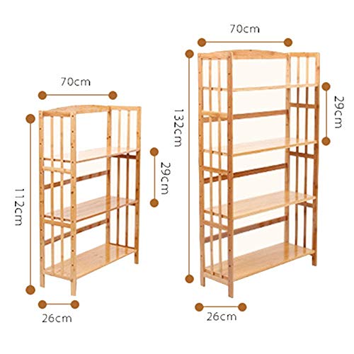 HTLLT Storage Shelf Floating Shelf Bamboo Book Shelf Storage Shelf, Height Adjustable, Kitchen Independent Storage Shelf Plant Shelf,4-Tier,4-Tier