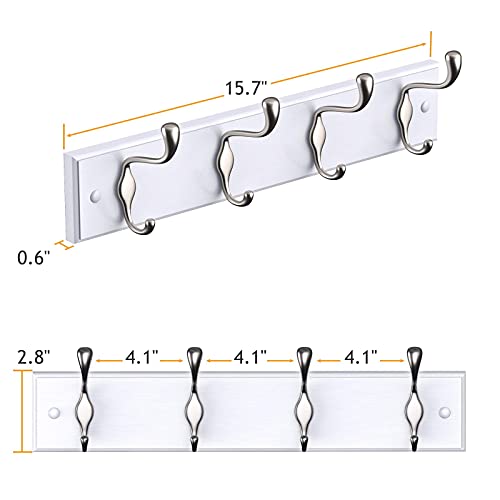 AMADA HOMEFURNISHING Coat Rack Wall Mount 2 Pack, Coat Hooks Wall Hooks Coat Hangers for Wall, Hat Racks Hooks for Hanging Coats Wall Mounted, White