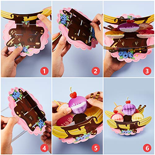 6 Pieces Ice Cream Centerpiece Ice Cream Cart Centerpiece Banana Split Centerpieces Ice Cream Decorations for Ice Cream Theme Party Birthday Baby Shower Party Supplies