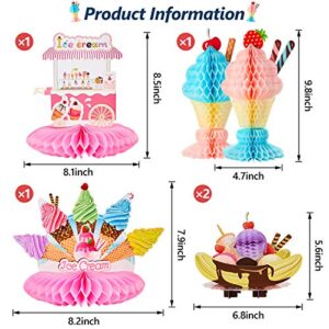 6 Pieces Ice Cream Centerpiece Ice Cream Cart Centerpiece Banana Split Centerpieces Ice Cream Decorations for Ice Cream Theme Party Birthday Baby Shower Party Supplies