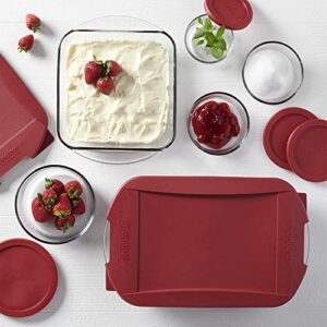 Anchor Hocking SnugFit Glass Food Storage and Embrace Baking Dish, 12 Piece Set, Cherry