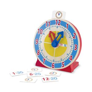 Melissa & Doug Turn and Tell Clock & Play Money Set - Educational Toy with Paper Bills and Plastic Coins (50 of Each Denomination) and Wooden Cash Drawer for Storage