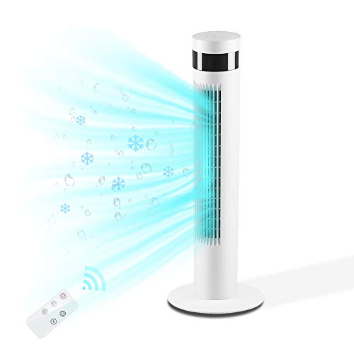 Antarctic Star Tower Fan Portable Electric Oscillating Fan Quiet Cooling Remote Control Standing Bladeless Floor Fans 3 Speeds Wind Modes Timer Bedroom Office (36 inch, White)