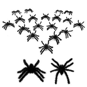 20 pcs black realistic hairy small plastic fake spiders scary joke prank toy for party favors creepy halloween decoration by baryuefull