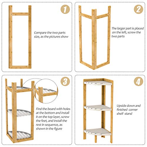 Ruichang Corner Shelf Stand 3 Tier - Corner Stand for Corner Display and Storage in Bathroom, Living Room, Bedroom