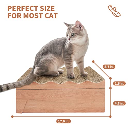 RUMUUKE Cat Scratch Pad- 3 in 1 Corrugated Cardboard Cat Scratcher for Indoor Cats, Professional Cat Scratching Board for Adult Cats, Catify Cat Scratcher Pads with Catnip