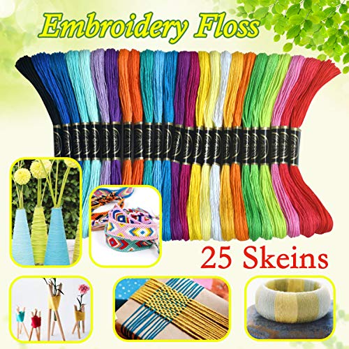 Rainbow Colors Embroidery Floss - Cross Stitch Threads - Friendship Bracelets Floss - Crafts Floss- Hand Embroidery Thread 25 Skeins Per Pack