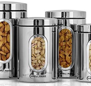 Simpli-Magic 4-Piece Stainless Steel Canisters with Window