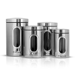 Simpli-Magic 4-Piece Stainless Steel Canisters with Window