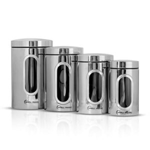 Simpli-Magic 4-Piece Stainless Steel Canisters with Window