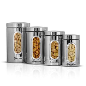 Simpli-Magic 4-Piece Stainless Steel Canisters with Window