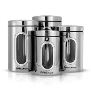 Simpli-Magic 4-Piece Stainless Steel Canisters with Window