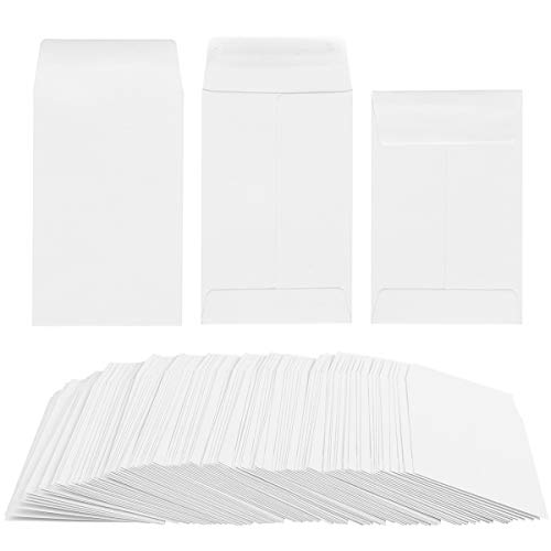 100 Pack White Kraft Small Coin Envelopes Self-Adhesive Seed Envelopes Mini Parts Small Items Stamps Storage Packets Envelopes for Garden, Office or Wedding Gift (2.25"×3.5")