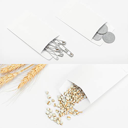 100 Pack White Kraft Small Coin Envelopes Self-Adhesive Seed Envelopes Mini Parts Small Items Stamps Storage Packets Envelopes for Garden, Office or Wedding Gift (2.25"×3.5")