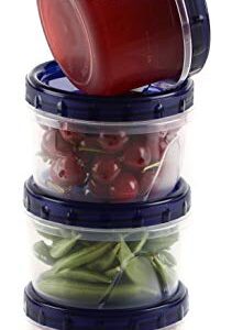 [5 PACK] 16 oz Twist Top Storage Deli Containers - Airtight Reusable Plastic Food Storage Canisters with Twist & Seal Lids, Leak-Proof - Meal Prep, Lunch, Togo, Stackable, BPA-Free Snack Containers