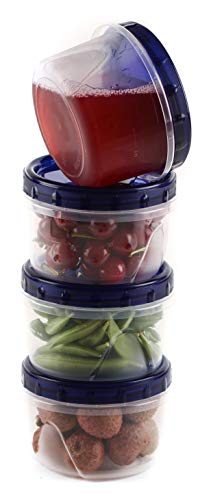 [5 PACK] 16 oz Twist Top Storage Deli Containers - Airtight Reusable Plastic Food Storage Canisters with Twist & Seal Lids, Leak-Proof - Meal Prep, Lunch, Togo, Stackable, BPA-Free Snack Containers