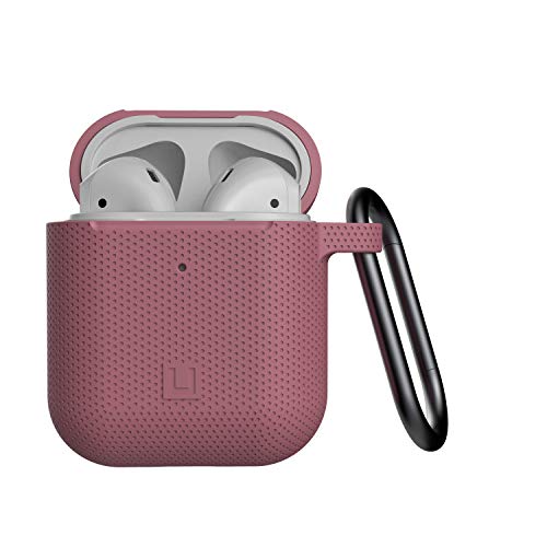 [U] by UAG Compatible with AirPods (1st Gen & 2nd Gen) Case Soft Smooth Silicone Stylish Dot Pattern Protective Cover with Carabiner Keychain, Dusty Rose