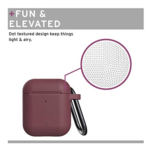 [U] by UAG Compatible with AirPods (1st Gen & 2nd Gen) Case Soft Smooth Silicone Stylish Dot Pattern Protective Cover with Carabiner Keychain, Dusty Rose