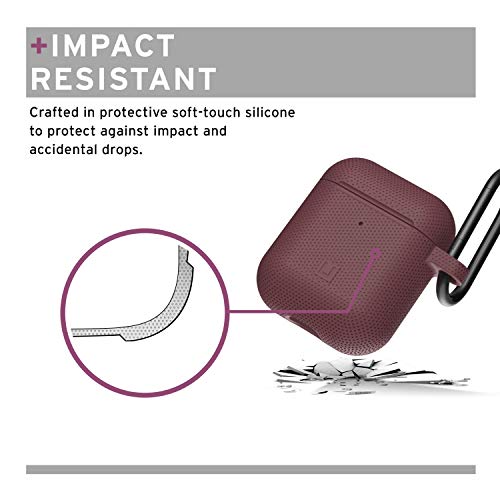 [U] by UAG Compatible with AirPods (1st Gen & 2nd Gen) Case Soft Smooth Silicone Stylish Dot Pattern Protective Cover with Carabiner Keychain, Dusty Rose