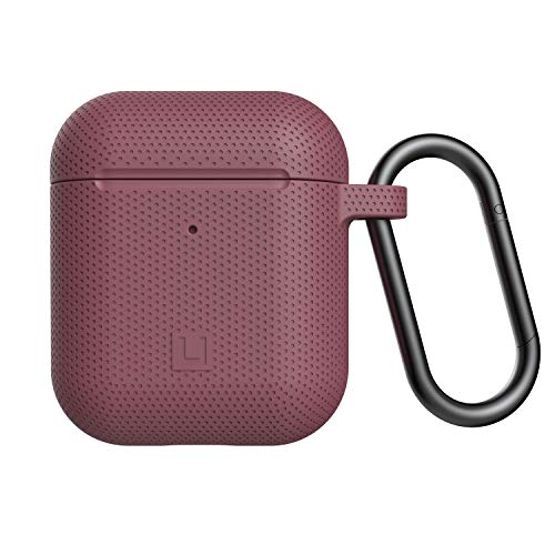 [U] by UAG Compatible with AirPods (1st Gen & 2nd Gen) Case Soft Smooth Silicone Stylish Dot Pattern Protective Cover with Carabiner Keychain, Dusty Rose