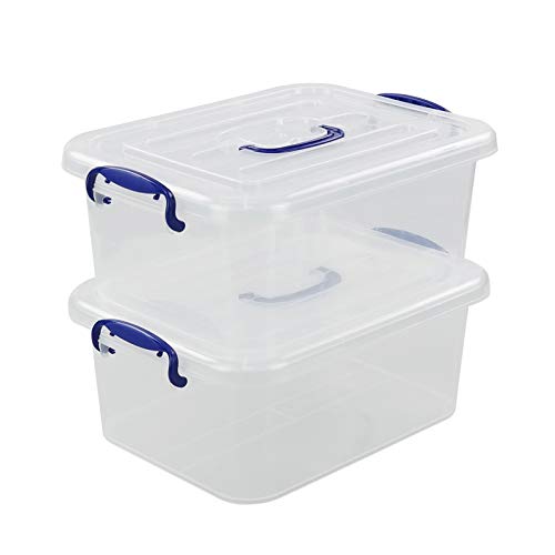 Yarebest 2-pack Storage Boxes with Lids, 8 Liter Plastic Box Set