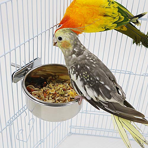 3PCS Bird Feeder for Cage Parakeets Food Feeder with 3 Different Size, Bird Feeding Dish Stainless Steel Bird Bowl Parrot Feeding Cups Animal Cage Water Food Bowl for Parrot