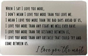 tuwuna when i say i love you more anniversary card, i love you gifts for her him, anniversary card gift for husband men,birthday wallet card for girlfriend boyfriend(silver-1)
