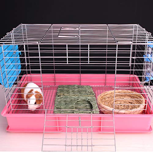 Hamiledyi Grass House for Rabbit,2PCS Natural Hand Woven Seagrass Play Hay Bed Foldable Woven Hideaway Hut Toy for Bunny Hamster Guinea Pig Chinchilla Small Animals