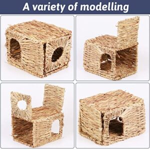 Hamiledyi Grass House for Rabbit,2PCS Natural Hand Woven Seagrass Play Hay Bed Foldable Woven Hideaway Hut Toy for Bunny Hamster Guinea Pig Chinchilla Small Animals