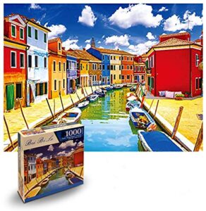 dari jigsaw puzzle 1000 pieces for adult family, vintage paintings landscape jigsaw puzzle, large puzzle game gift(colorful venice), stress reliever