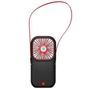 fridg usb rechargeable cooling fan portable hanging neck mini fan power bank black