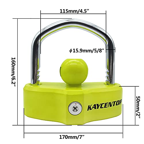 KAYCENTOP Universal Coupler Lock Trailer Ball Tow Hitch Lock Trailer Lock Adjustable Length Anti-Drilling Lock Fits 1-7/8 Inch 2 Inch 2-5/16 Inch Couplers