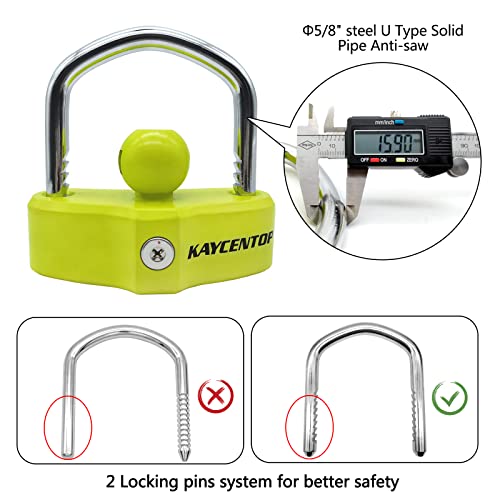 KAYCENTOP Universal Coupler Lock Trailer Ball Tow Hitch Lock Trailer Lock Adjustable Length Anti-Drilling Lock Fits 1-7/8 Inch 2 Inch 2-5/16 Inch Couplers