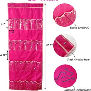 Hanging Over Door Toy Storage Organizer (24 Pockets), Compatible with Lol Omg Dolls Barbie Dolls Surprise Doll (Toys Not Included), Deeppink (57.5''x22'')