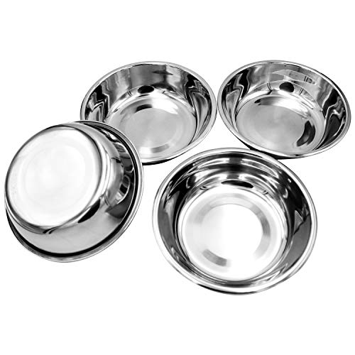 4 Pcs Stainless Steel Dog and Cat Food Dish/Bowls, Shallow Pet Dish, Extra Replacement Bowl -Metal Food and Water Dish, for Small Dogs and Cats,12oz (4 pcs)