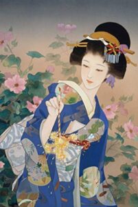 funnybox blue kimono beauty paintings by haruyo morita- wooden jigsaw puzzles 1000 piece for teens and family