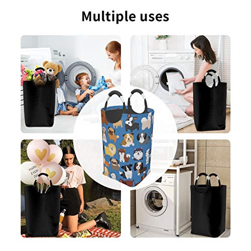 Duduho Large Laundry Basket with Handles Cute Dog Animal Set Laundry Hamper Toys Storage Organizer Foldable Bucket Washing Bin Dirty Clothes Bag for Home Bathroom Bedroom Dorm