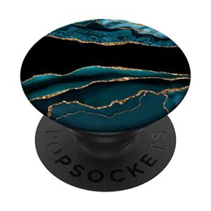 black and teal classy glamour chic women's popsockets grip and stand for phones and tablets