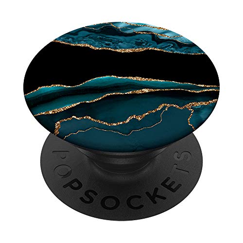 Black and Teal Classy Glamour Chic Women's PopSockets Grip and Stand for Phones and Tablets