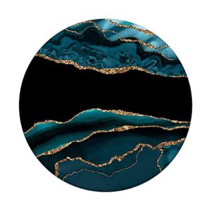 Black and Teal Classy Glamour Chic Women's PopSockets Grip and Stand for Phones and Tablets