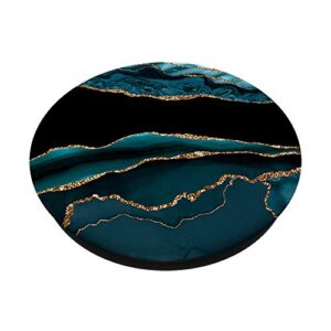 Black and Teal Classy Glamour Chic Women's PopSockets Grip and Stand for Phones and Tablets