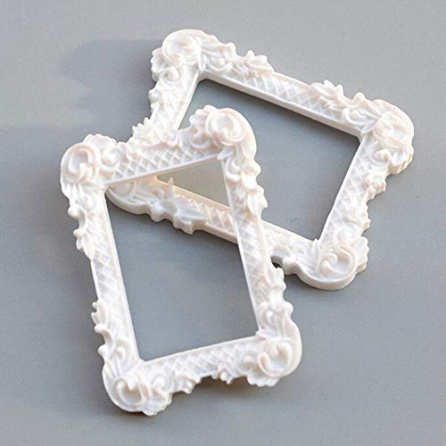 GEZICHTA Photo Frame 2pcs Display Image Furniture Gift Mini Home Decor Doll House Resin Painting Picture Album Crafts Miniature Art(White)