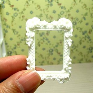 GEZICHTA Photo Frame 2pcs Display Image Furniture Gift Mini Home Decor Doll House Resin Painting Picture Album Crafts Miniature Art(White)