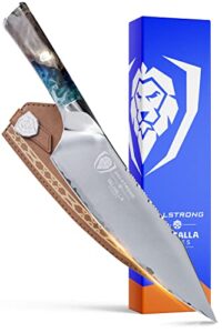 dalstrong chef knife - 8 inch - valhalla series - premium 9cr18mov hc steel - celestial resin & wood handle - razor sharp kitchen knife - professional use - w/leather sheath
